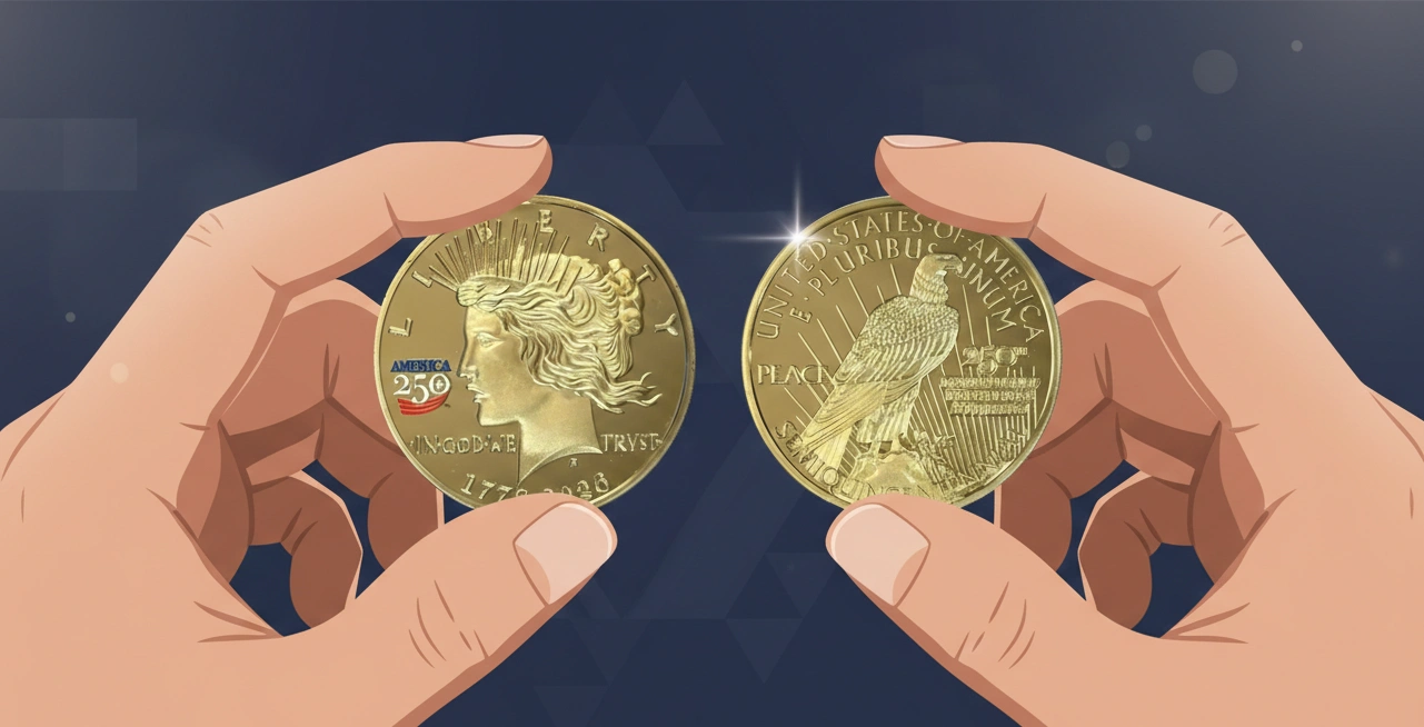 A collector flipping a freshly minted 2026 quarter, examining both obverse and reverse